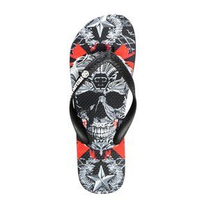 Philipp Plein Black/Multi Rubber Logo Print Flip Flops Shoes